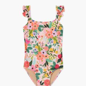 Summersalt x Rifle Paper Garden Party Girls Ruffle Oasis One-Piece Size 8